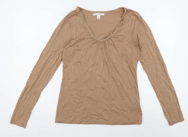 Banana Republic Women's Beige M V-Neck Long Sleeve Top