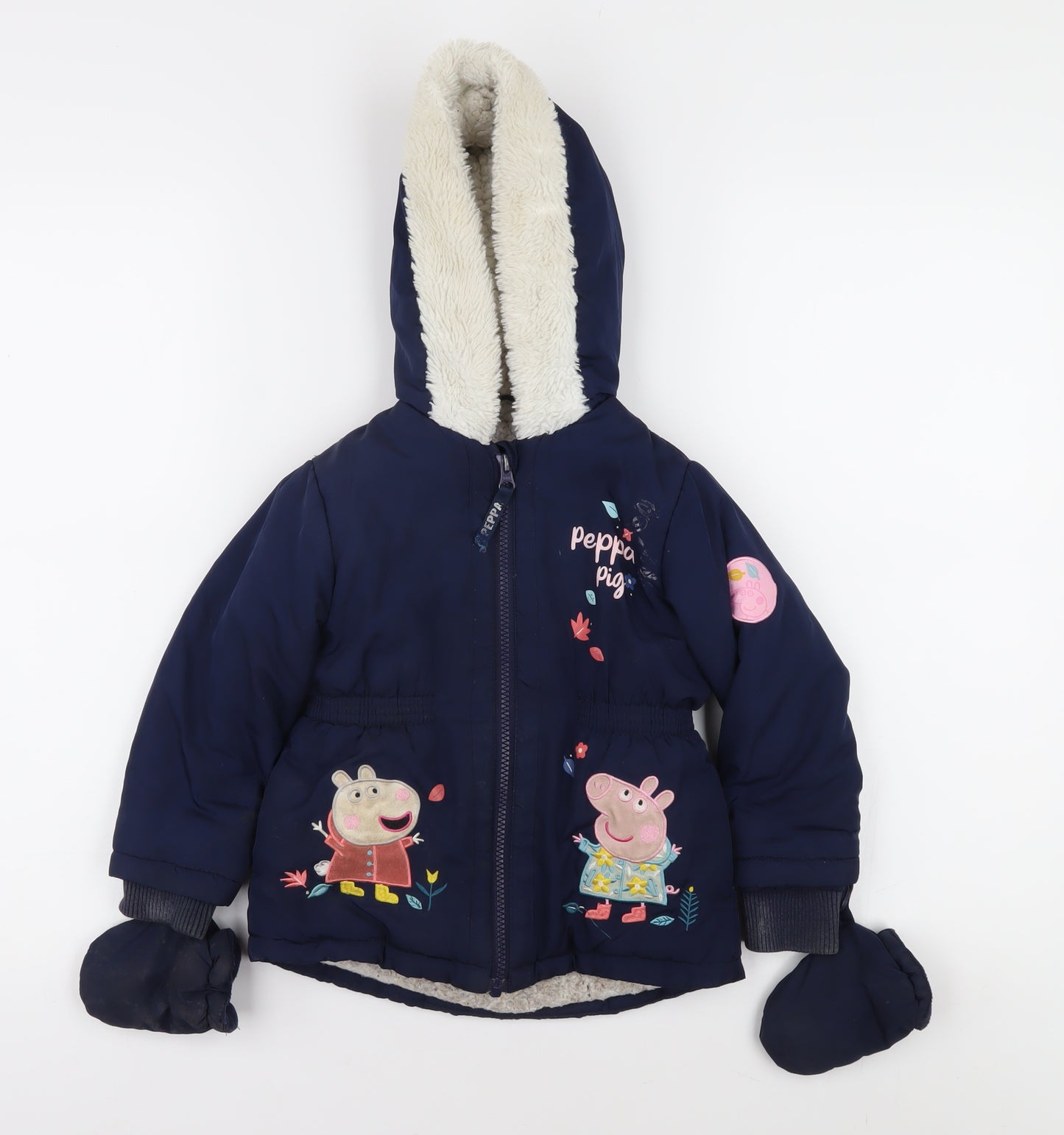 Peppa Pig Girls Blue Puffer Jacket 2-3 Years with Hood