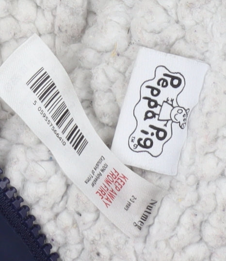 Peppa Pig Girls Blue Puffer Jacket 2-3 Years with Hood