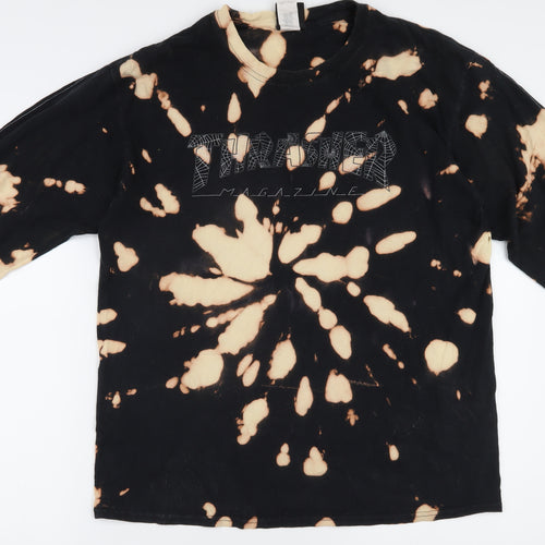 Thrasher Men's Black Beige Tie-Dye Long Sleeve Shirt