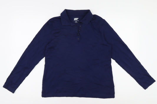 Lands' End Men's Blue Polo, Small, Long Sleeve, Casual