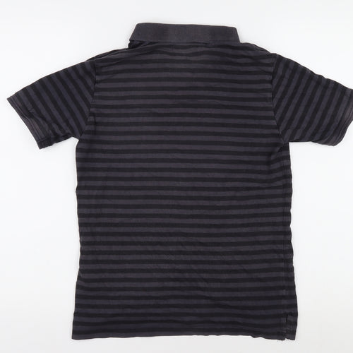New Balance Boys Black Striped Polo Shirt, Size 158, Sports Style