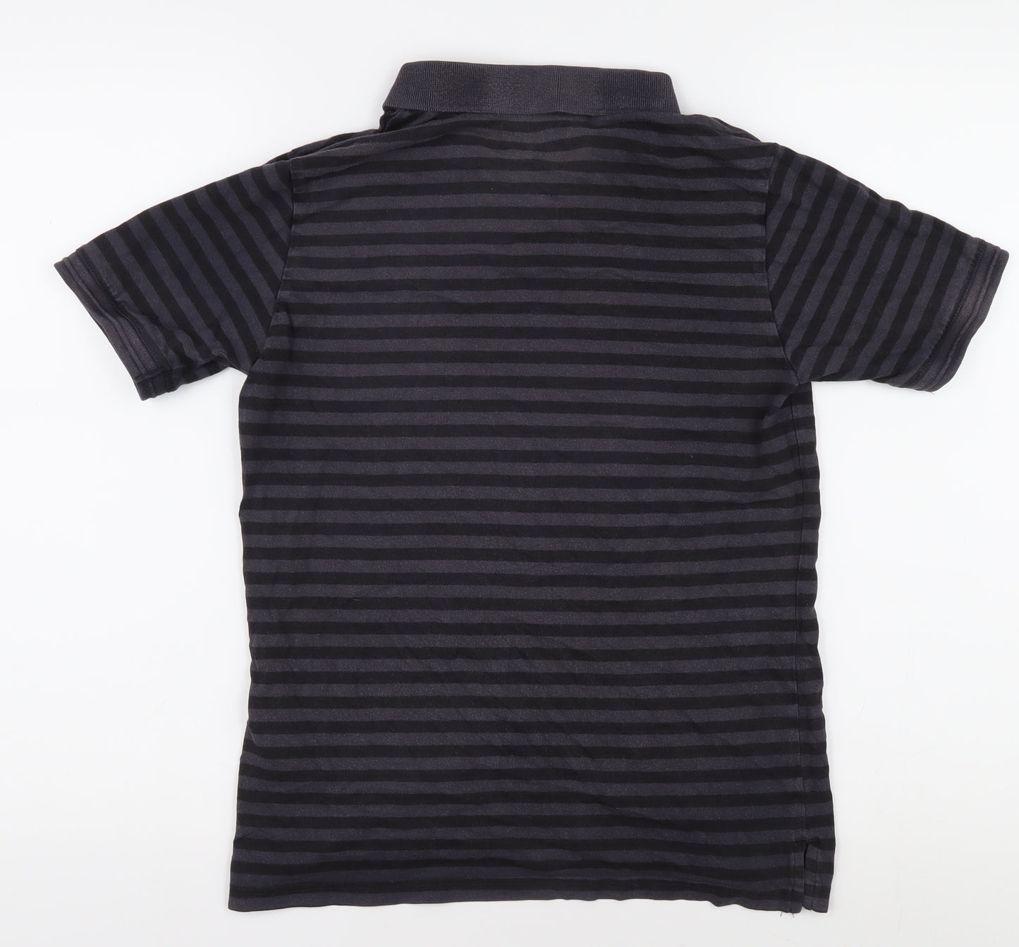 New Balance Boys Black Striped Polo Shirt, Size 158, Sports Style
