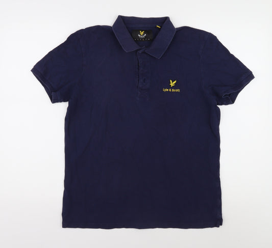 Lyle & Scott Men's Blue Polo Shirt - Medium Size