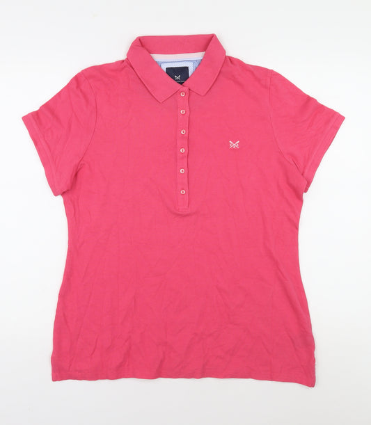 Crew Clothing Women's Pink Polo Shirt, Size 16, Cotton