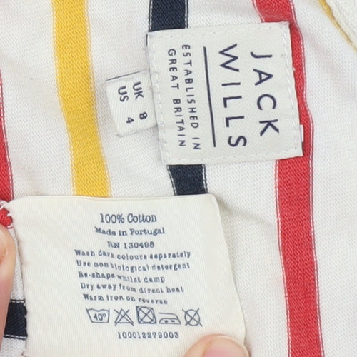 Jack Wills Women's Multicoloured Striped T-Shirt Size 8