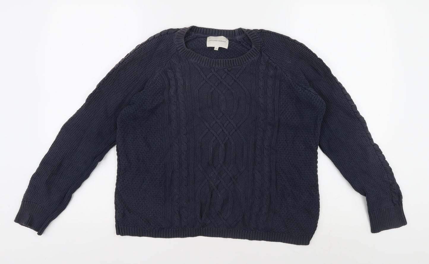 Second Female Women's Blue Cable Knit Jumper M