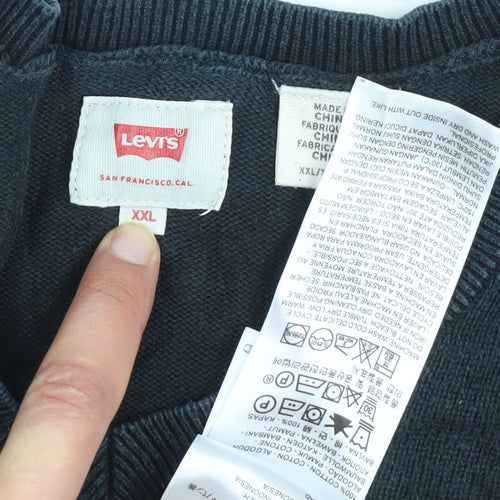 Levi's Men's Black 2XL Pullover V-Neck Jumper