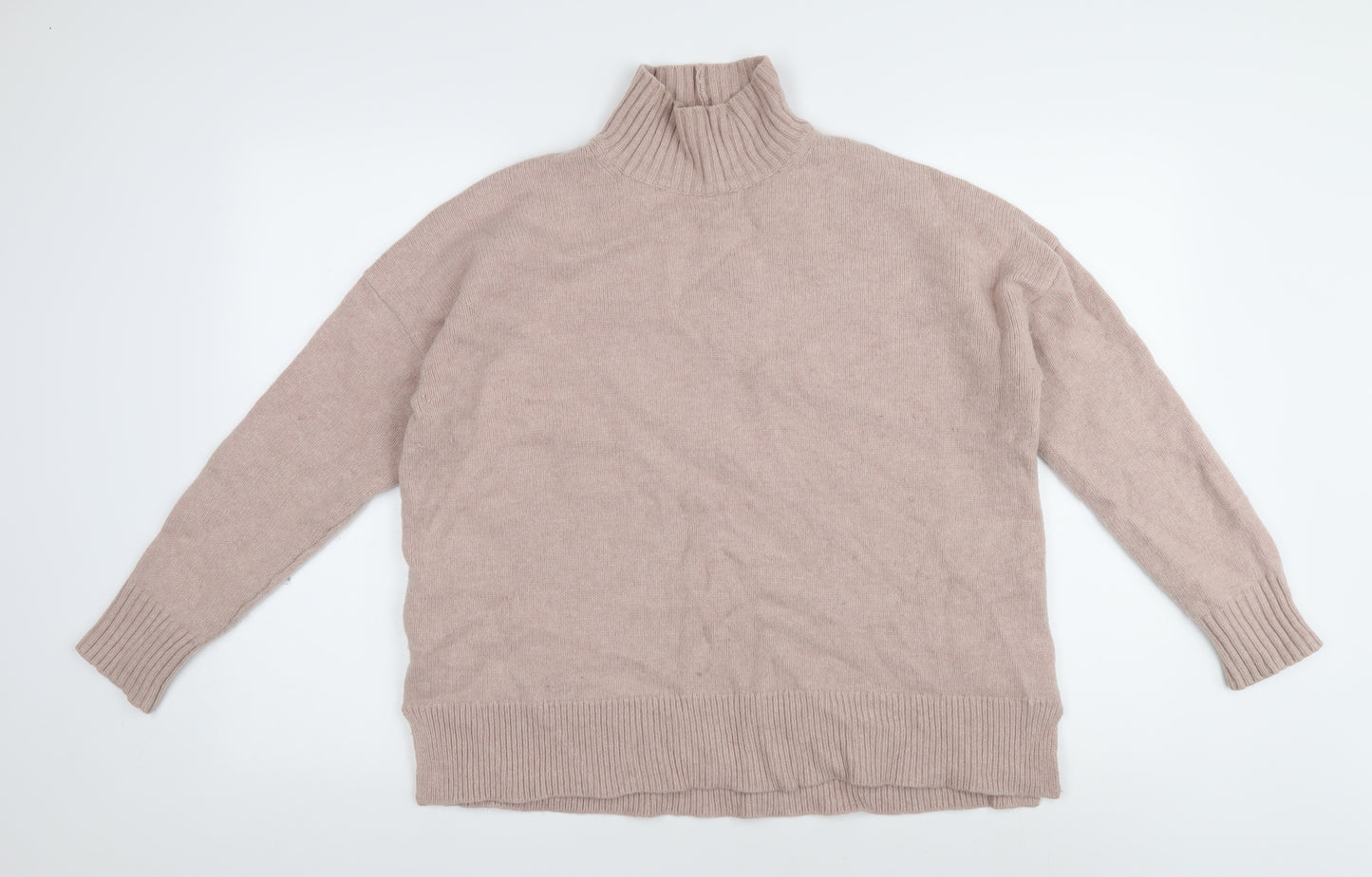 Hush Women's Beige M Roll Neck Wool Pullover Jumper