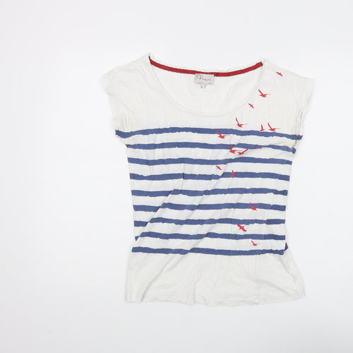 Poem Women's White Striped T-Shirt, Size S