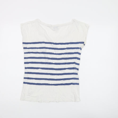 Poem Women's White Striped T-Shirt, Size S
