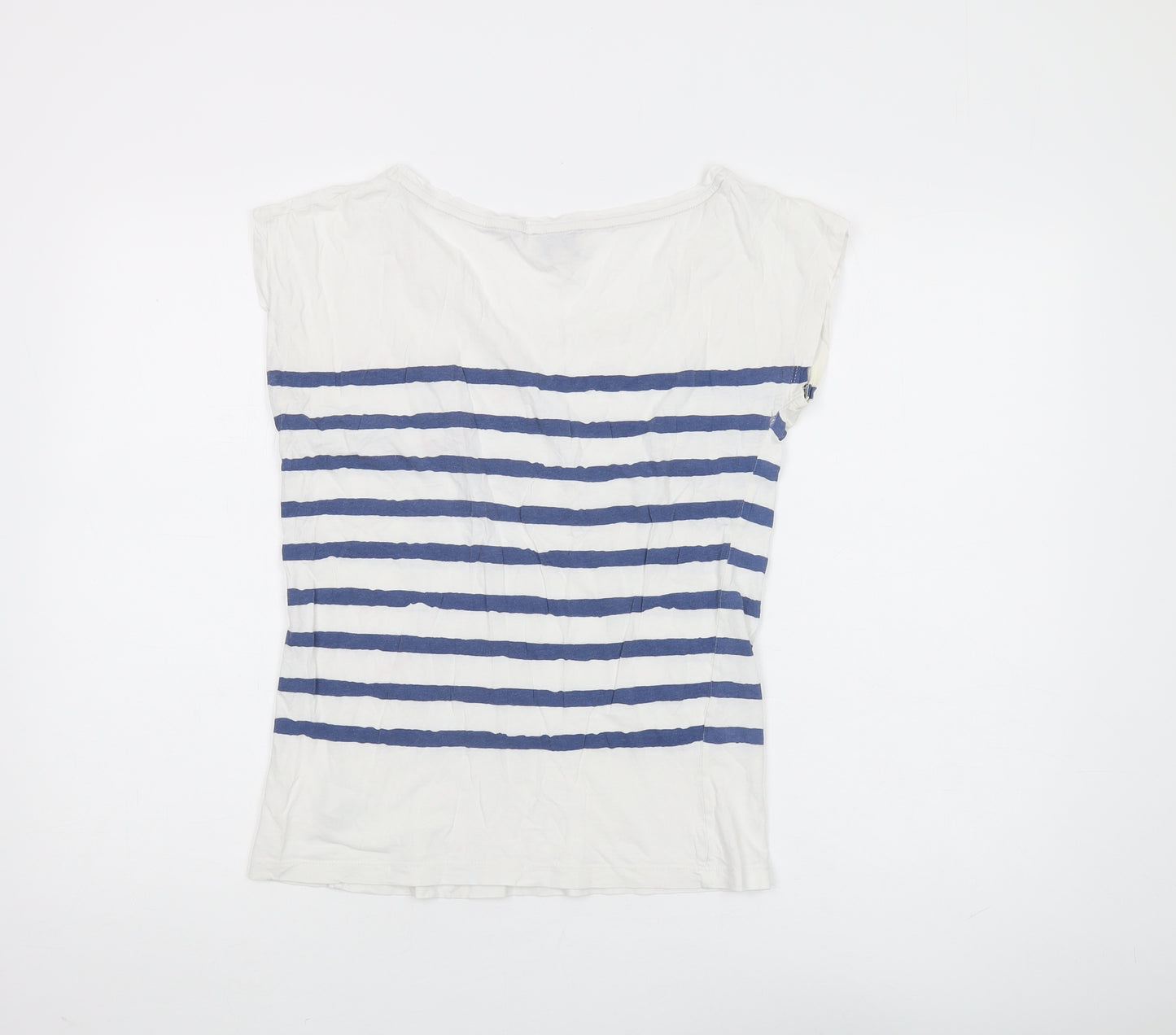 Poem Women's White Striped T-Shirt, Size S