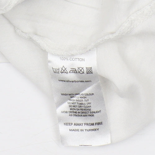 Poem Women's White Striped T-Shirt, Size S