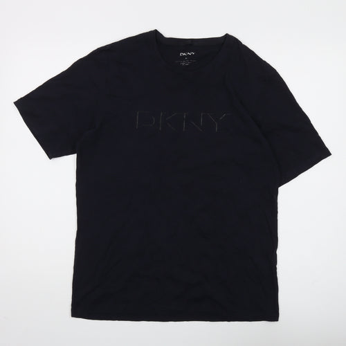DKNY Men's Black Cotton Logo T-Shirt, M