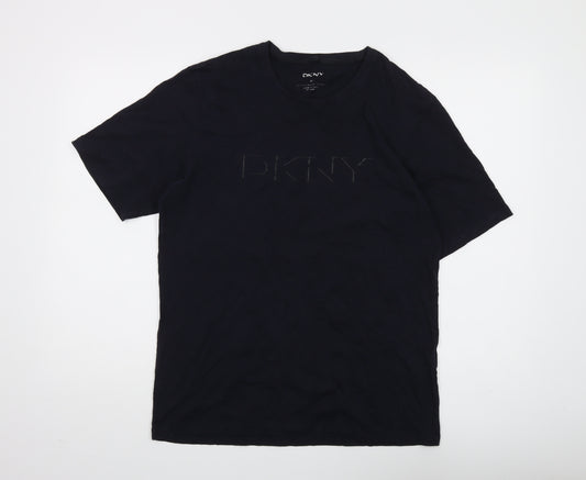 DKNY Men's Black Cotton Logo T-Shirt, M