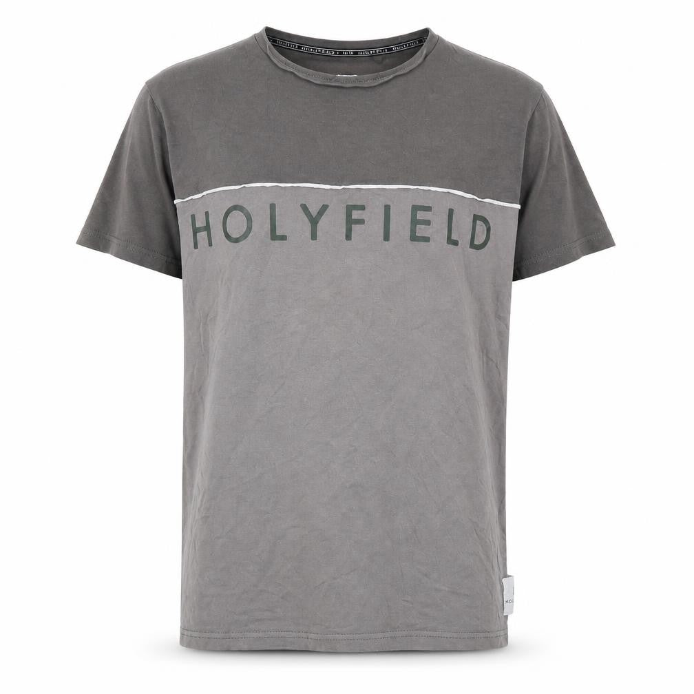 Front view of HOLYFIELD boys’ grey t-shirt, 12-14 years, logo accent