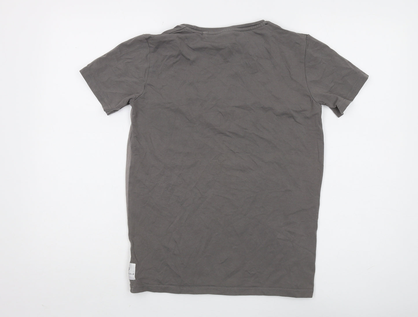 HOLYFIELD Boys Grey T-Shirt, 12-14 Years, Logo Accent