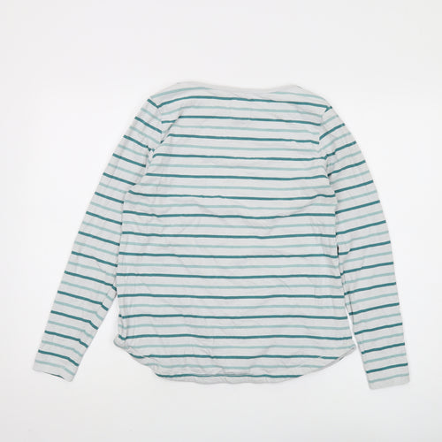 Fat Face Women's White Striped T-Shirt - Size 12