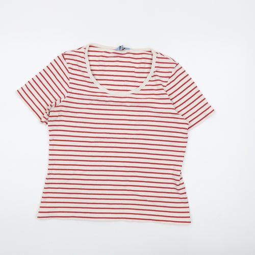 Hawkshead Women's Red Striped T-Shirt Size 14