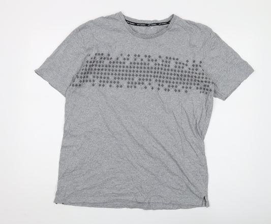 Jeff Banks Men's Grey Geometric T-Shirt L