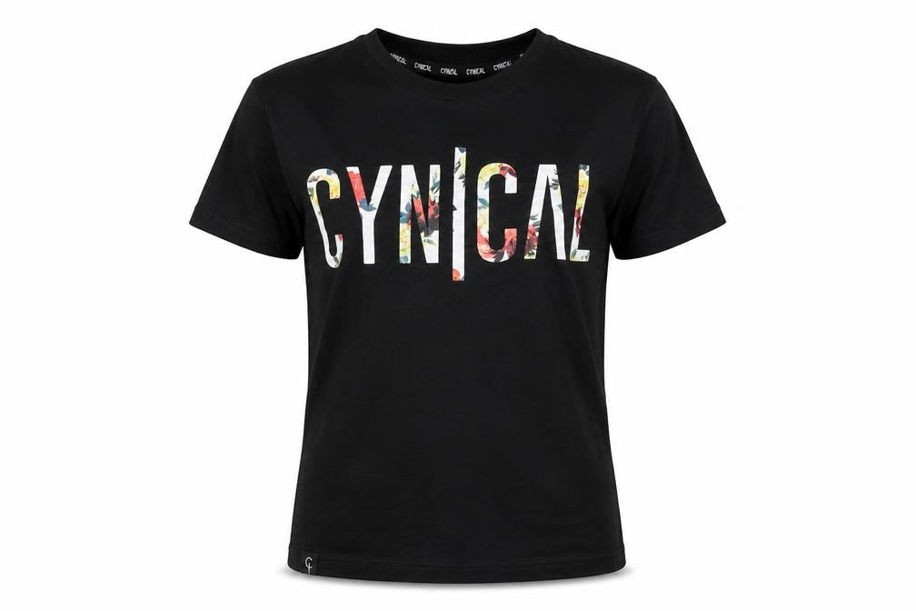 Front view of CYNICAL unisex black xs cotton basic t-shirt