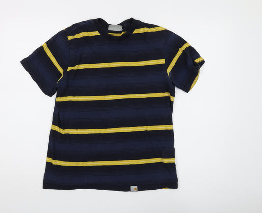 Carhartt Men's Blue Striped Crew Neck T-Shirt Small