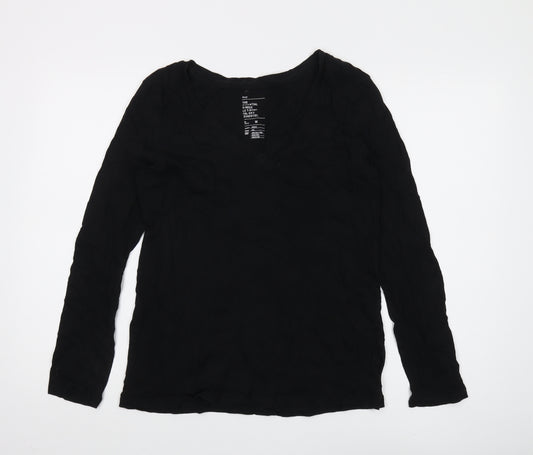 Gap Women's Black V-Neck Long Sleeve T-Shirt