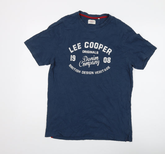 Lee Cooper Men's Blue Logo Graphic T-Shirt Size L