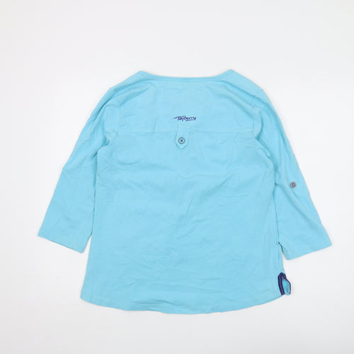 Tayberry Women Blue 3/4 Sleeve Button T-Shirt L