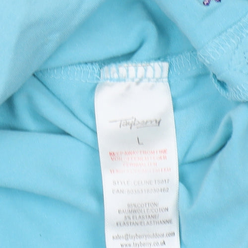Tayberry Women Blue 3/4 Sleeve Button T-Shirt L