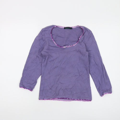 Boden Women's Purple Scooped Sequin T-Shirt