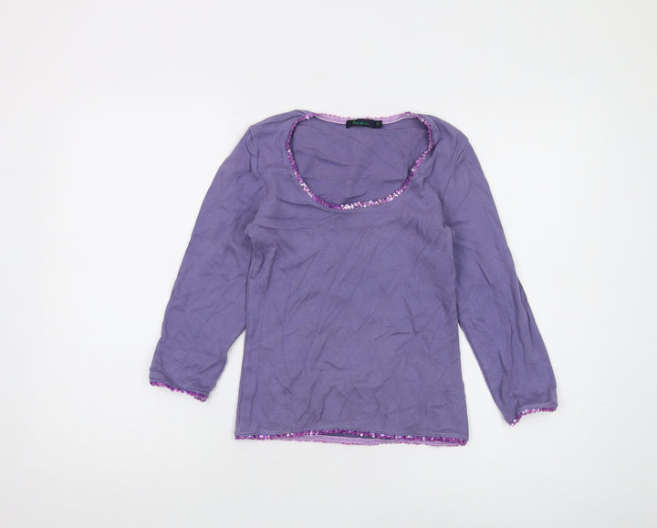 Boden Women's Purple Scooped Sequin T-Shirt