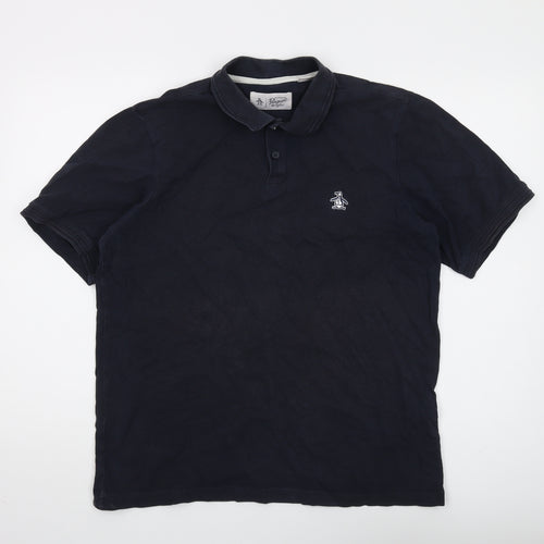 Original Penguin Men's Black Polo Shirt L Casual Logo
