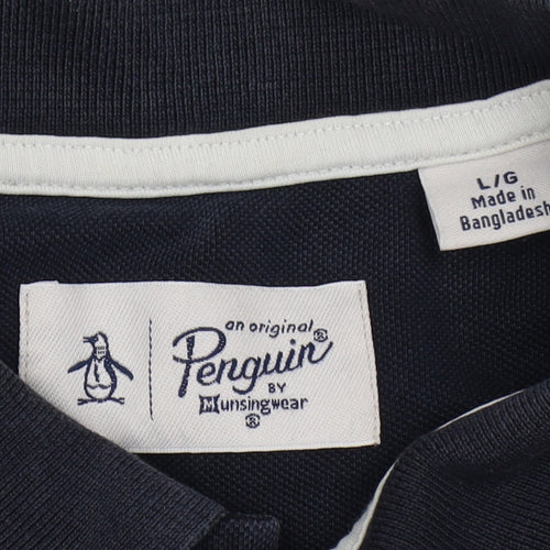 Original Penguin Men's Black Polo Shirt L Casual Logo