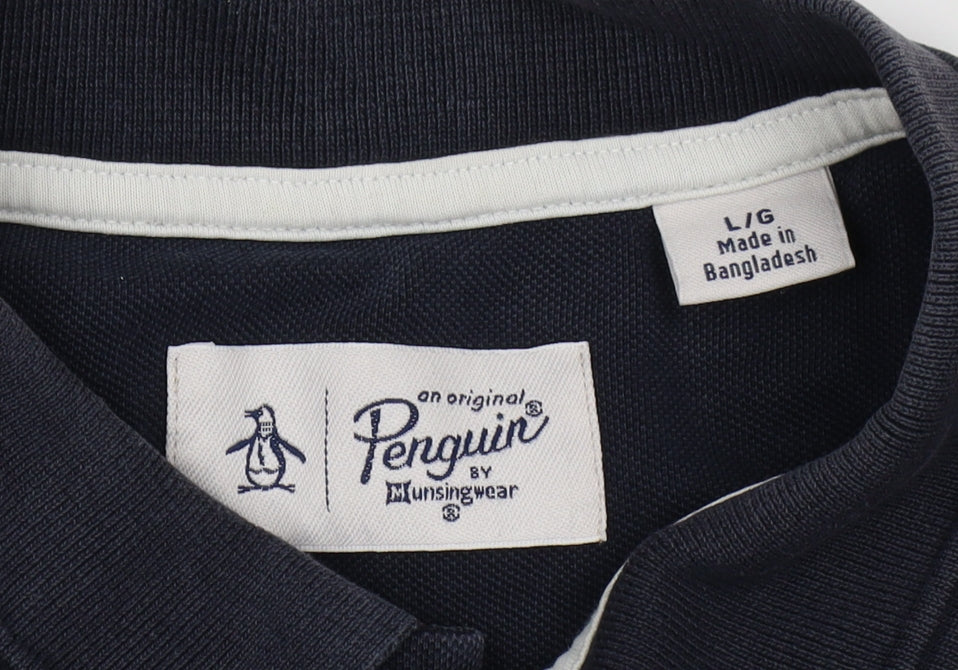 Original Penguin Men's Black Polo Shirt L Casual Logo