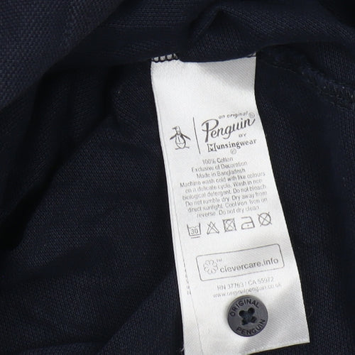 Original Penguin Men's Black Polo Shirt L Casual Logo