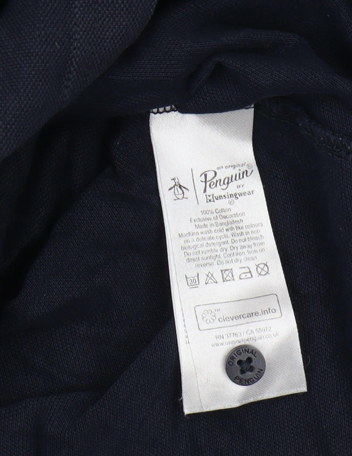 Original Penguin Men's Black Polo Shirt L Casual Logo