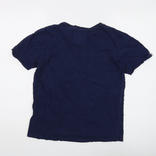 Superdry Women's Blue Embroidered T-Shirt - Size 8