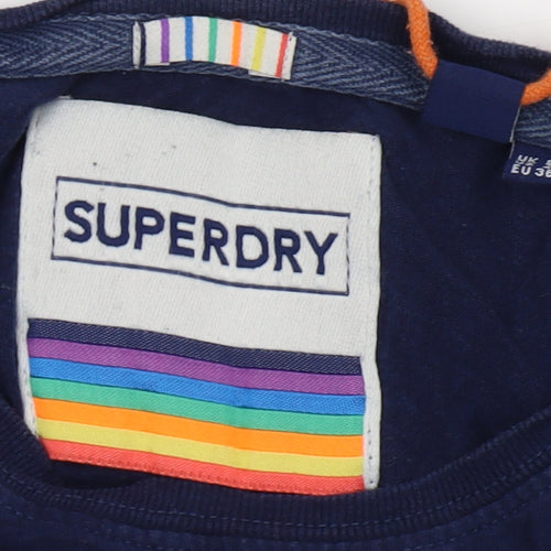 Superdry Women's Blue Embroidered T-Shirt - Size 8