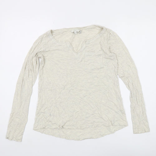 Fat Face Women's Beige Long Sleeve V-Neck Top UK 8