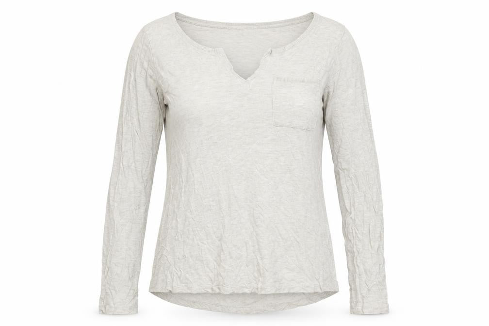 Fat Face Women's Beige Long Sleeve V-Neck Top UK 8