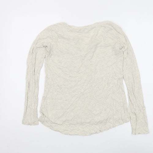 Fat Face Women's Beige Long Sleeve V-Neck Top UK 8