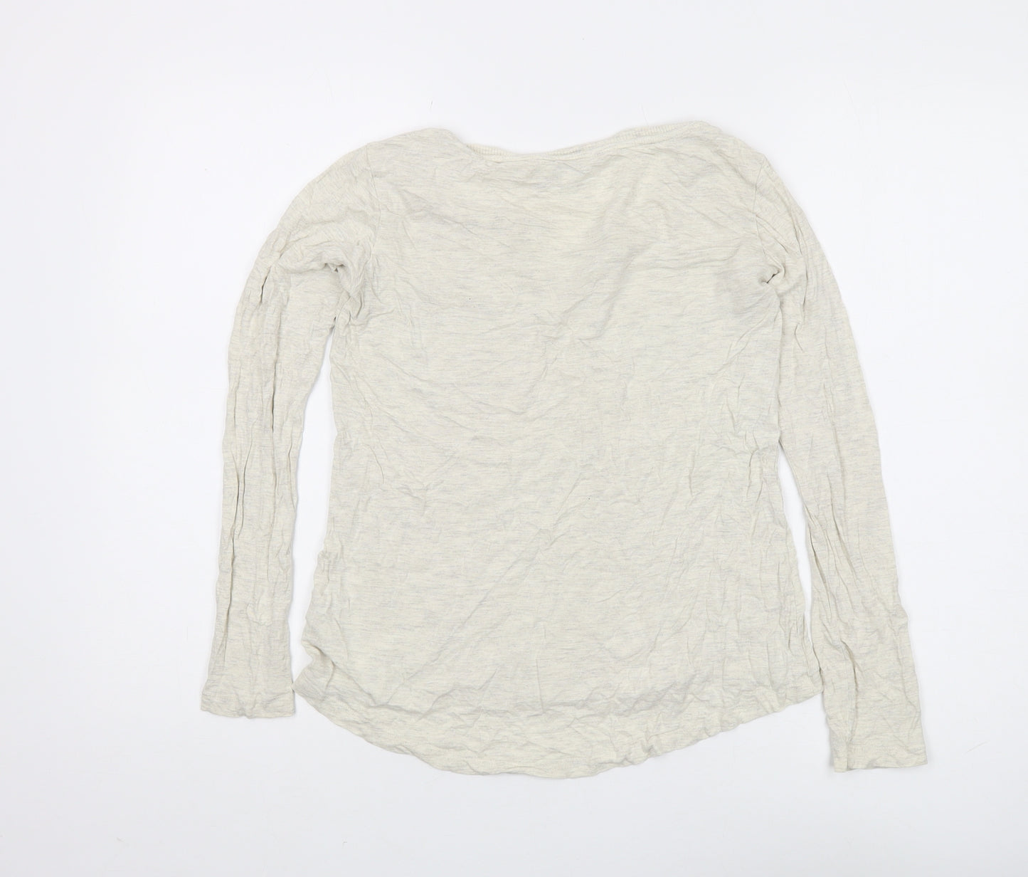 Fat Face Women's Beige Long Sleeve V-Neck Top UK 8