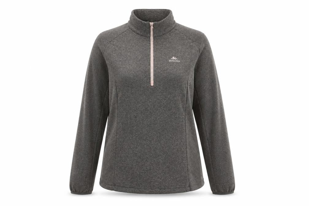 Front view of Decathlon Women's Grey Henley Sweatshirt M