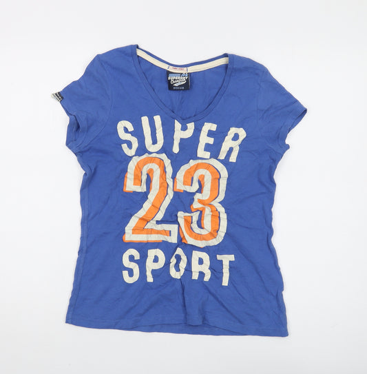 Superdry Women's Blue V-Neck T-Shirt - M