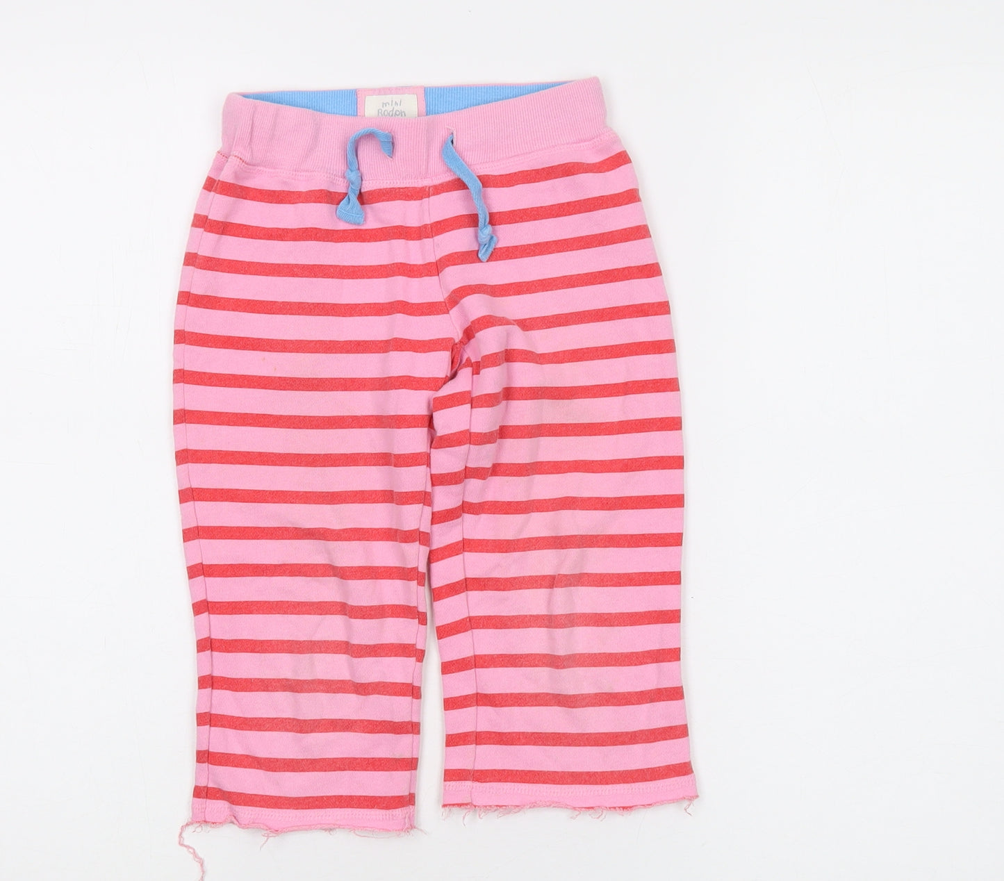 Mini Boden Girls Pink Striped Joggers - Size 6 Years