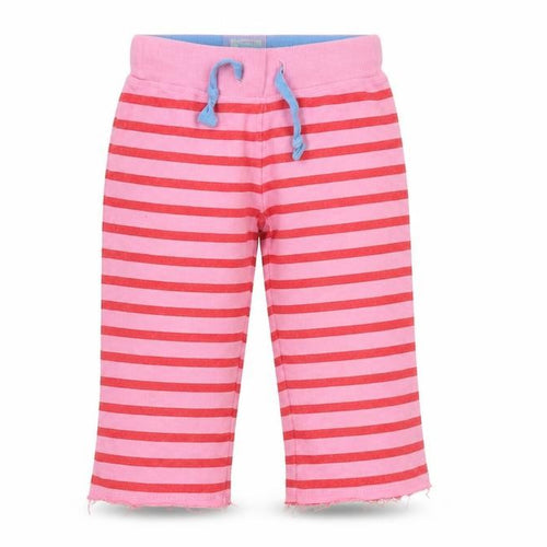 Mini Boden Girls Pink Striped Joggers - Size 6 Years