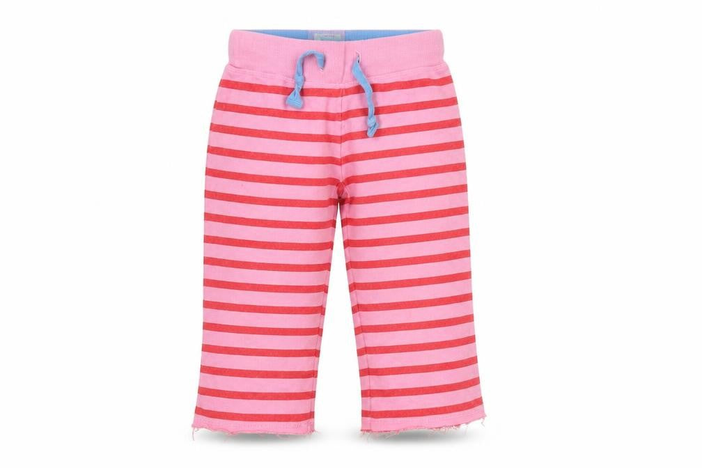 Mini Boden Girls Pink Striped Joggers - Size 6 Years