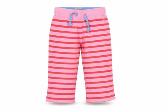 Mini Boden Girls Pink Striped Joggers - Size 6 Years