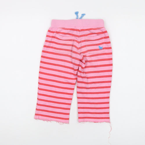 Mini Boden Girls Pink Striped Joggers - Size 6 Years